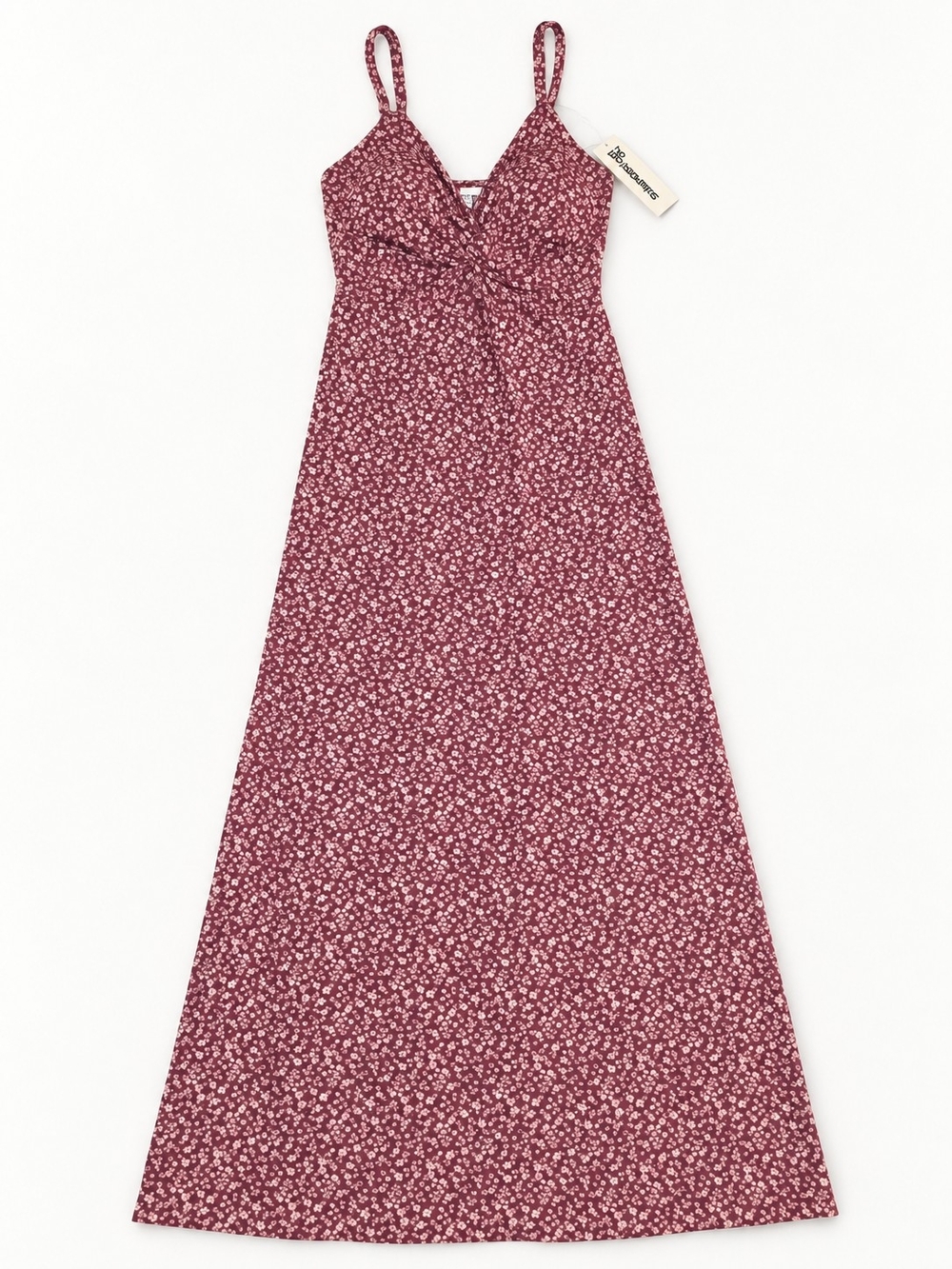 NWT No Boundaries Floral Maxi Dress Juniors L 12-14 Burgundy Spaghetti Strap